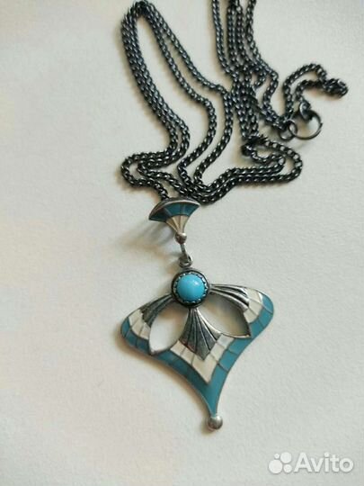 Кулон и серьги с эмалью, винтаж