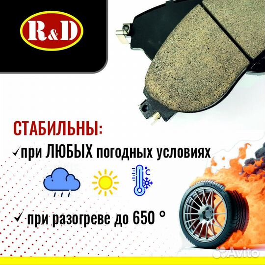 Тормозные колодки R&D toyota Corolla, Camry, перед