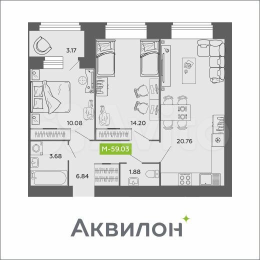3-к. квартира, 59 м², 5/11 эт.