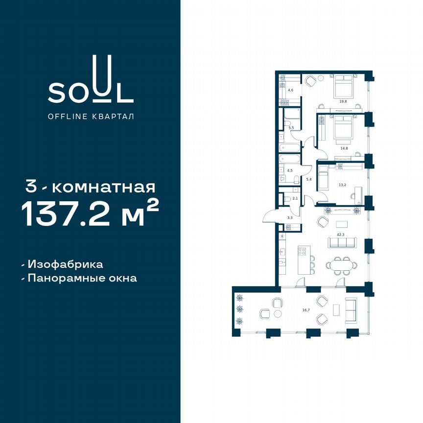 3-к. квартира, 137,2 м², 27/27 эт.