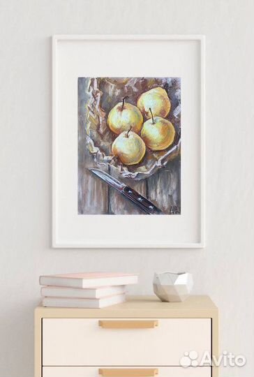 Картина (пастель) «Натюрморт с грушами»