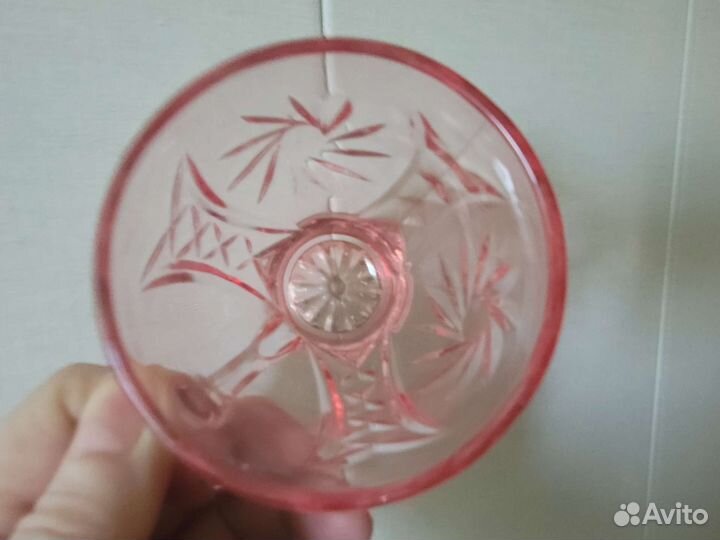 Чайная пара розовое стекло