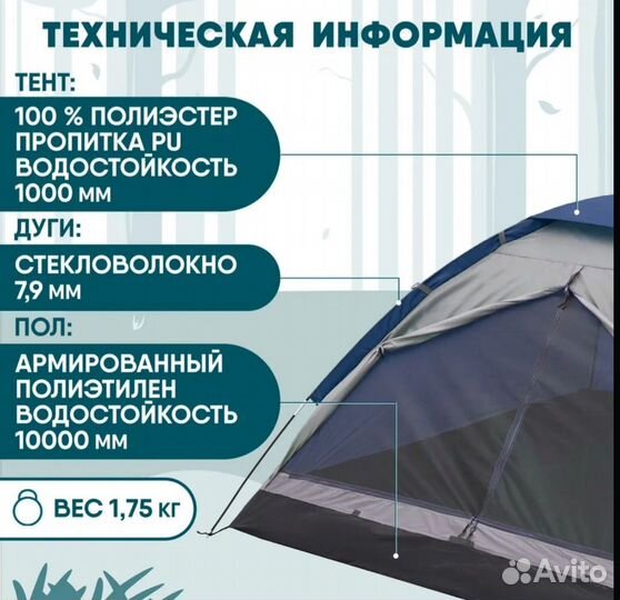 Палатка 2 х местная Jungle Camp, новая