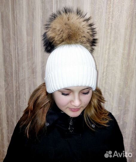 Шапка и шарф с натуральным мехом