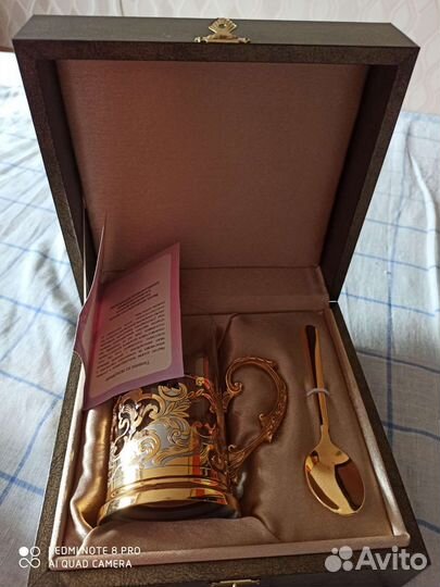 Чайный набор позолоченный (г.Златоуст)