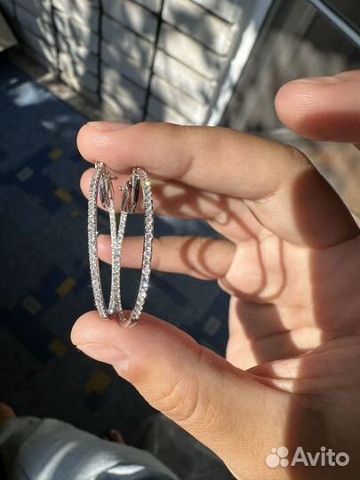 Серьги конго с бриллиантами 0,70 ct