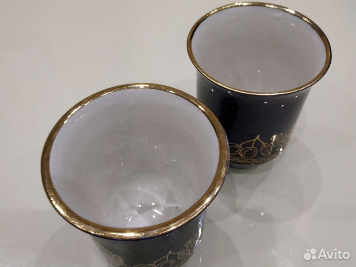 Бокалы, кобальт с золотом