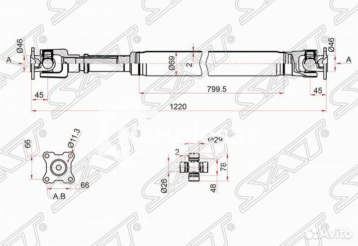 Вал карданный RR toyota land cruiser 80 ATM