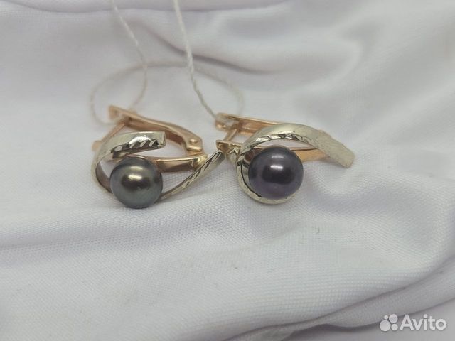 Серьги с синтетическим камнем Золото