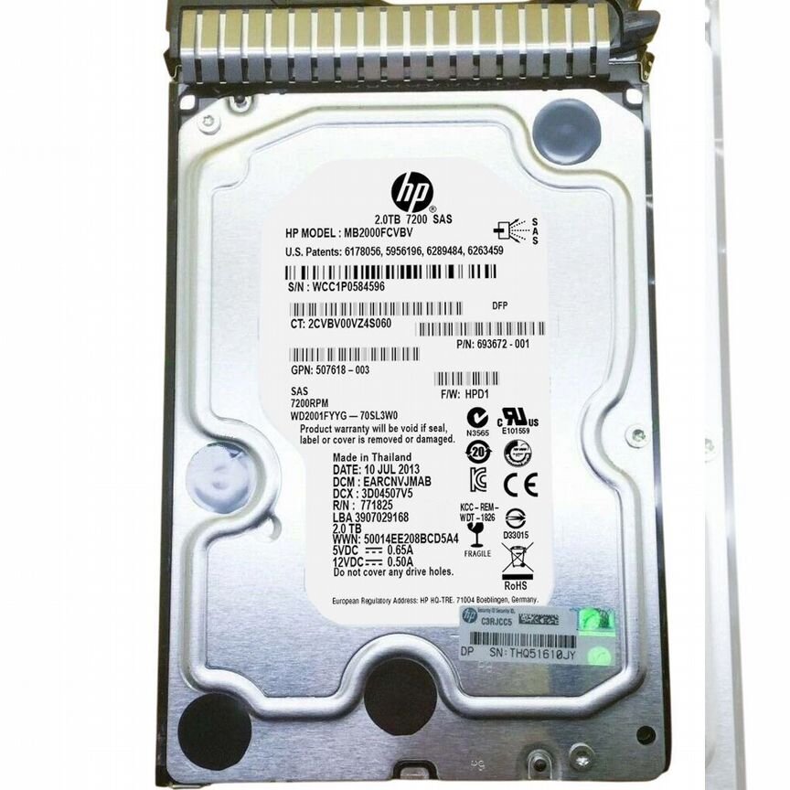 [WD2001FYYG] Жесткий Диск Hp Mb2000fcvbv 2tb Sas 3,5" Hdd Wd2001fyyg