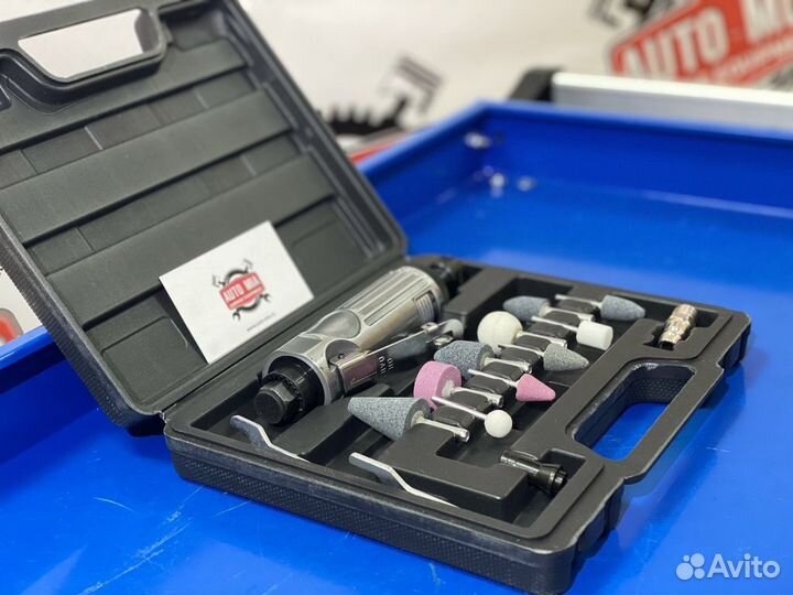 Пневмодрель с набором из 16-ти насадок