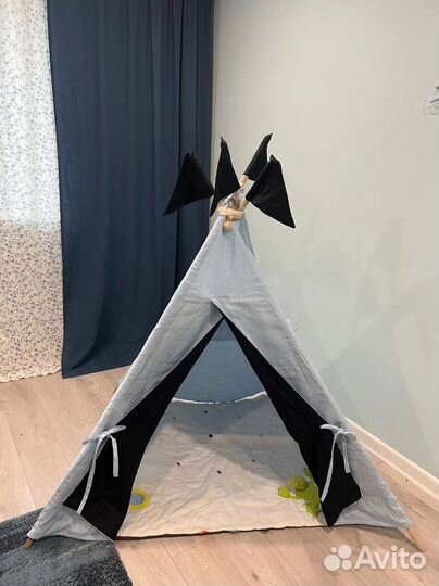 Детский вигвам Лён + коврик IKEA Klappa