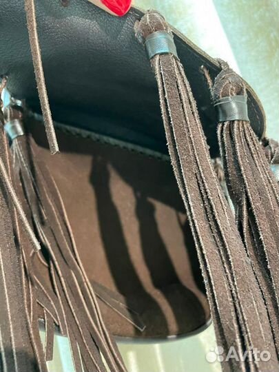 Сумка комбинированная, кожа/ замша. Ручная работа