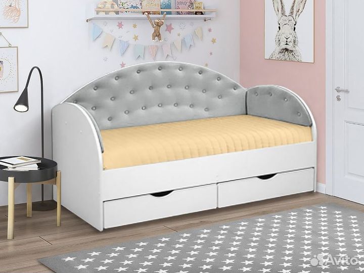 Кроватка для малыша мягк спинка вельвет люкс