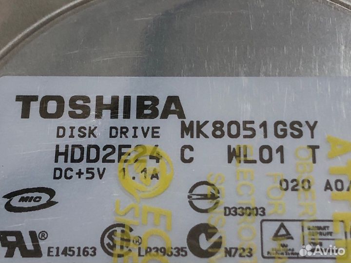 Жесткий диск Toshiba MK8051GSY 80 Gb / HDD