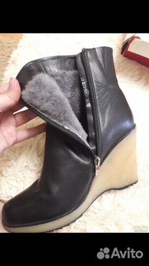 Зимние черные ботинки на платформе натуральные, 41