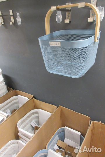 Новая голубая металлическая корзина IKEA risatorp