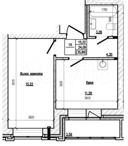 1-к. квартира, 34 м², 14/15 эт.