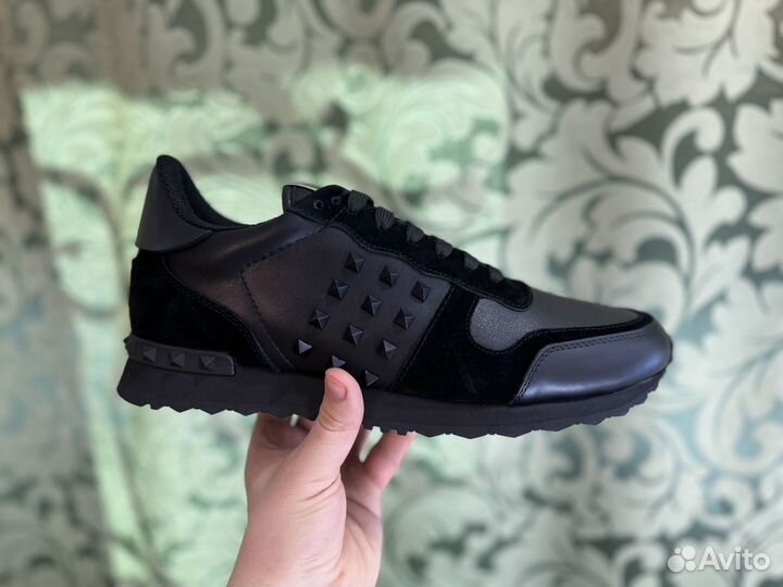 Кроссовки Valentino Rockstud Black кожаные