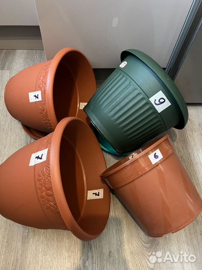 Цветочные горшки, пластик+керамика