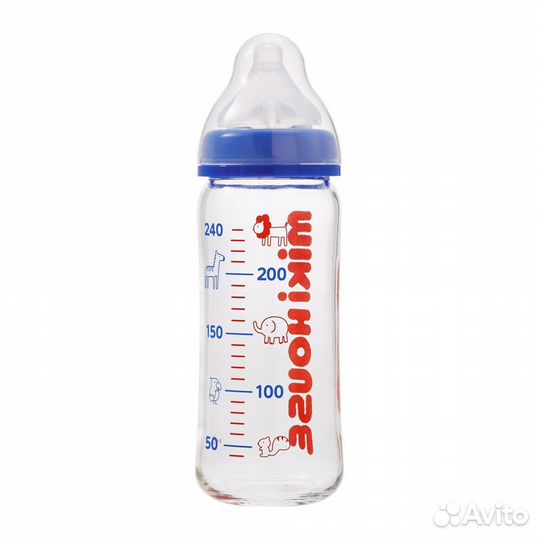 Стеклянная бутылочка 240 мл miki house