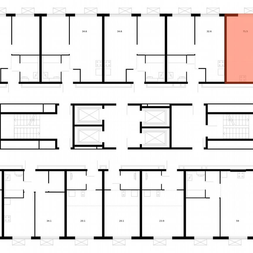 3-к. квартира, 71,5 м², 31/33 эт.