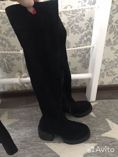 Замшевые ботфорты еврозима 38 размер,маломерят