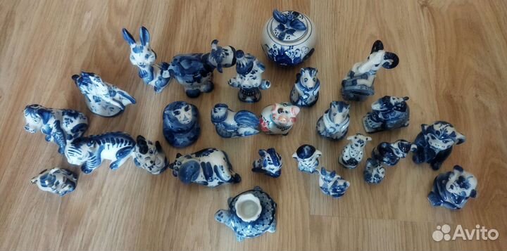 Коллекция гжели.Животные. Статуэтки фарфор