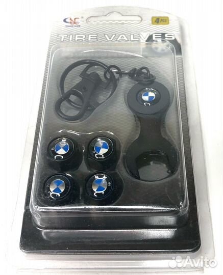 Колпачки на ниппеля - BMW (с ключом/черный) (Черны