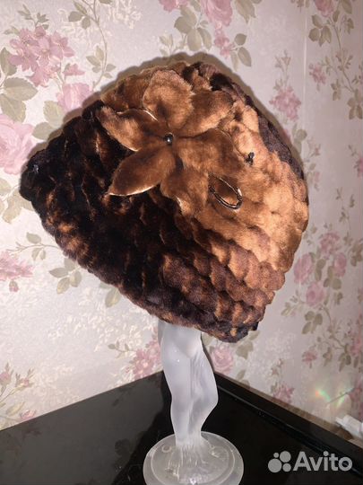 Мутоновая вчзаная шапка