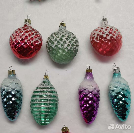 Елочные игрушки СССР велосипед гриб шар шишка