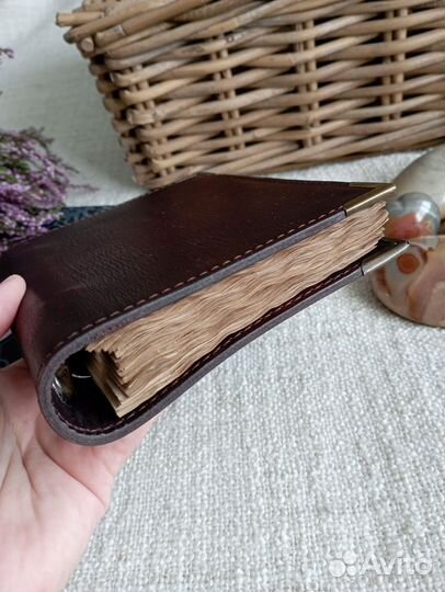 Кожаный блокнот ручной работы, А6 на кольцах