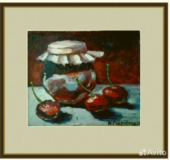 Картина маслом натюрморт Вишневое варенье