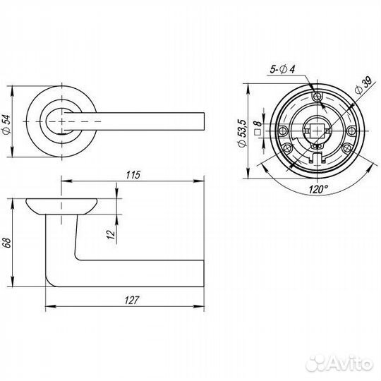 Ручки дверные Punto R.TL54.REX (REX TL) 105mm SN/CP-3, мат. ник/хром