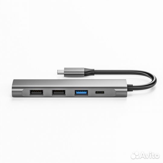 USB Хаб Type-C 5в1 на MacBook brоnka серый космос