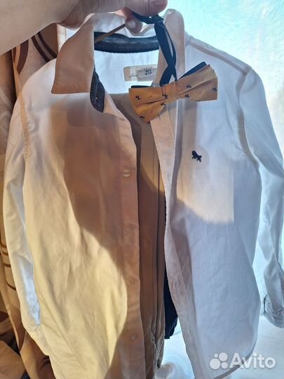 Рубашки hm синяя 98, белая 116