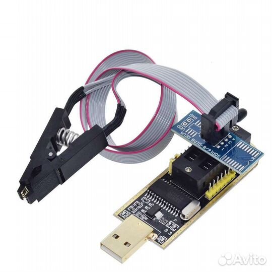 Программатор eeprom CH341A 24 25 c зажимом