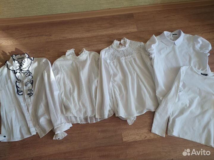 Школьная белая блузка для девочки 140-146