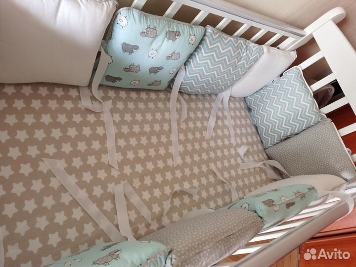 Бортики в кроватку Fluffymoon Happy Sheep Blue