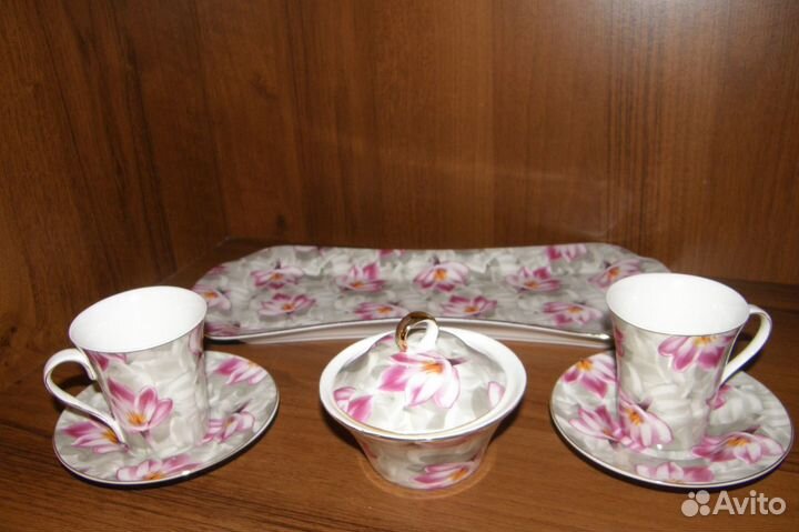 Новый набор для кофе на двоих -лотосы