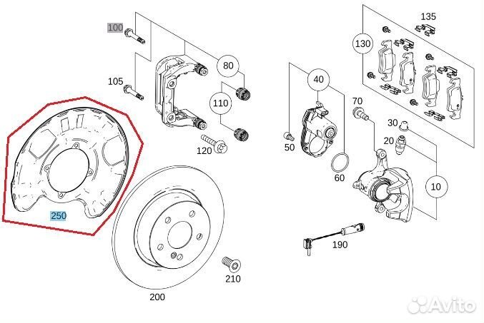 Кожух тормозного диска задний правый Mercedes-Benz