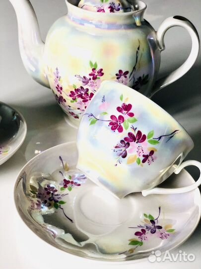 Фарфоровый чайный сервиз Багульник Дулево 96г