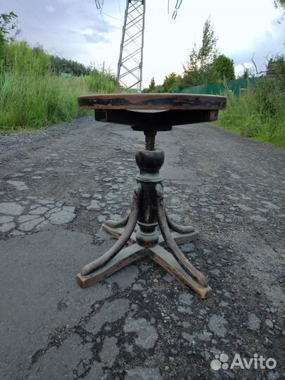 Антикварный винтовой стул для пианино, рояля