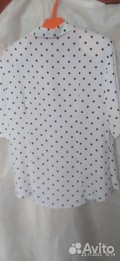 Блуза женская 54 56,белая в горошек