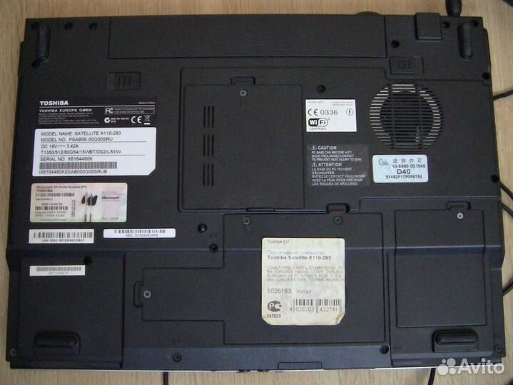 Ноутбук toshiba Satellite A110-293 RU