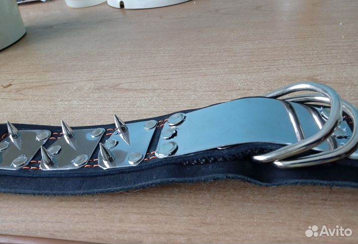 Ошейник кожаный, строгий,с грузом