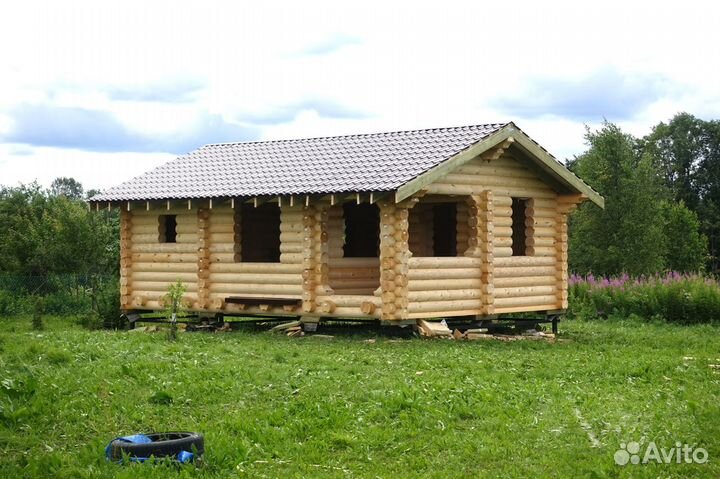 Сруб Бани 6.0х8.0м. с крыльцом и крышей
