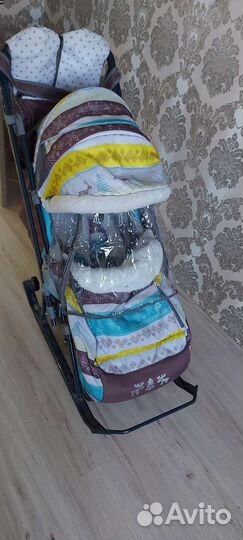 Санки-Коляска Ника 7-3 Скандинавский Бирюзовый