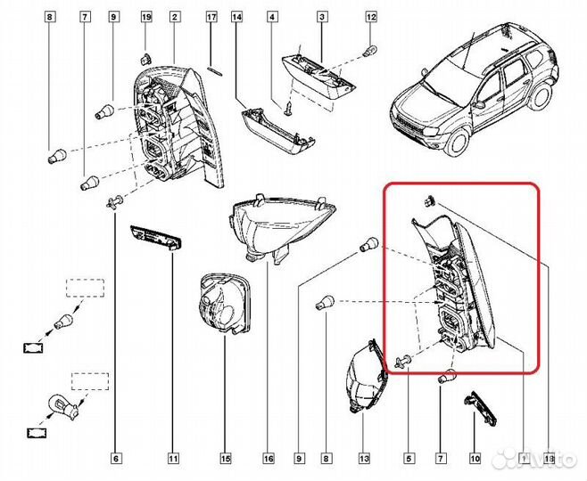 Фонарь левый Renault Duster F4R 2020