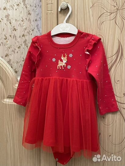 Платье новогоднее 80/86 бронь